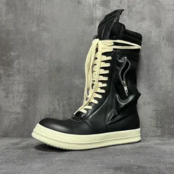 Mężczyźni Kobiety Wysokie buty Casual Platform Sneakers Leather Luxury Trainers Lace Up Zip Autumn Black Pink Shoes
