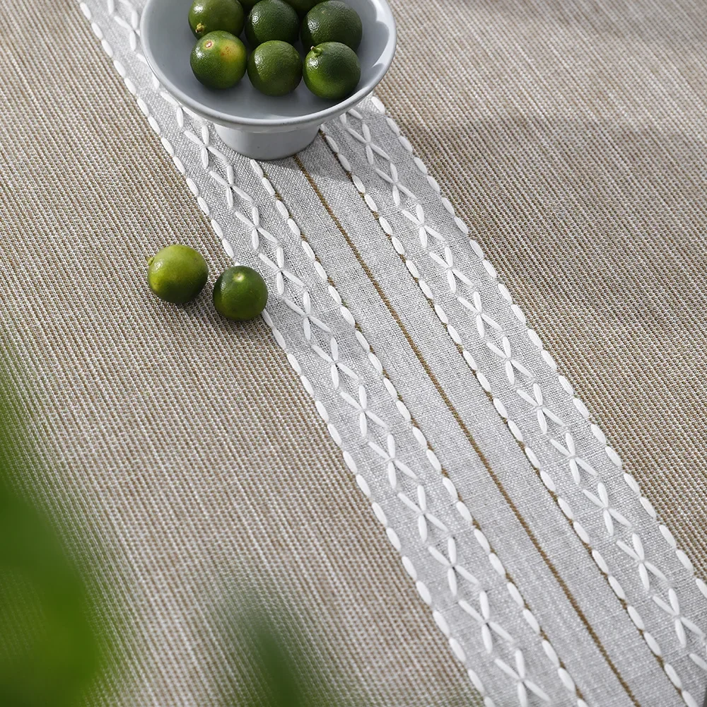 yesNordic Ins Rectangular Tablecloth Mat Fabric Embroidery Jacquard Tassel Household Dustproof Cover Tablecloth Wrinkle-Resistan