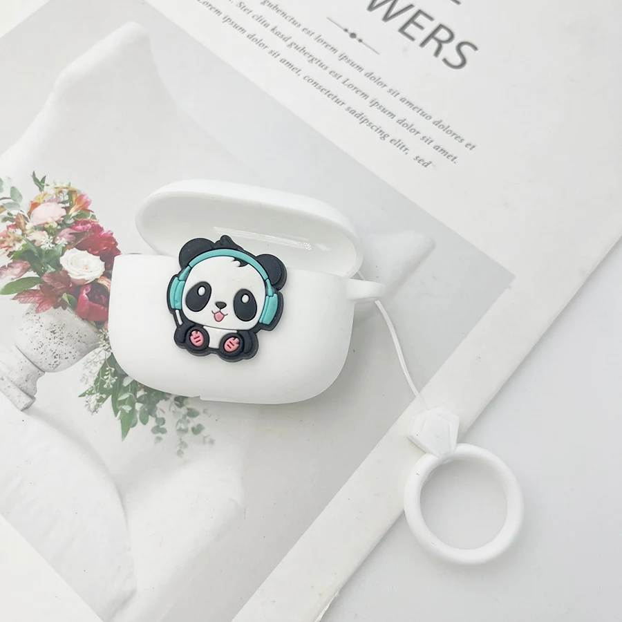 حافظة سماعة أذن على شكل باندا كرتونية لهاتف EarFun Air Pro4 /Air Pro 4i-TW230/Air Pro 3 /Free Pro2 /Free Pro3 حافظة من السيليكون