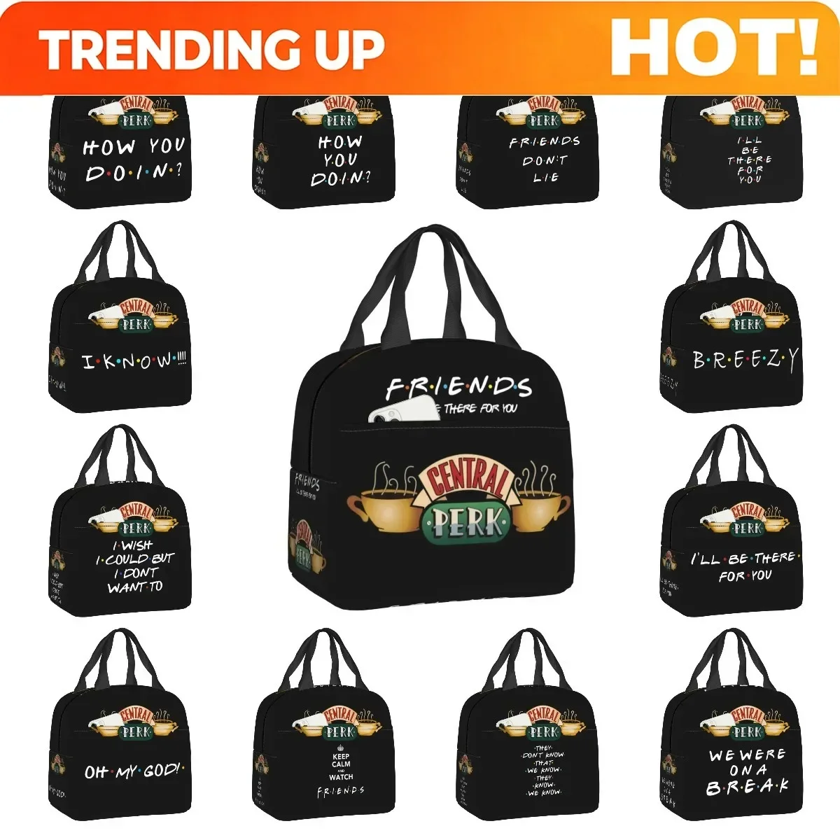 Custom Bag Custom Central Perk Friends Insulated Lunch Bag For Women Leakproof TV Show Thermal Cooler Lunch Tote Office Picnic T