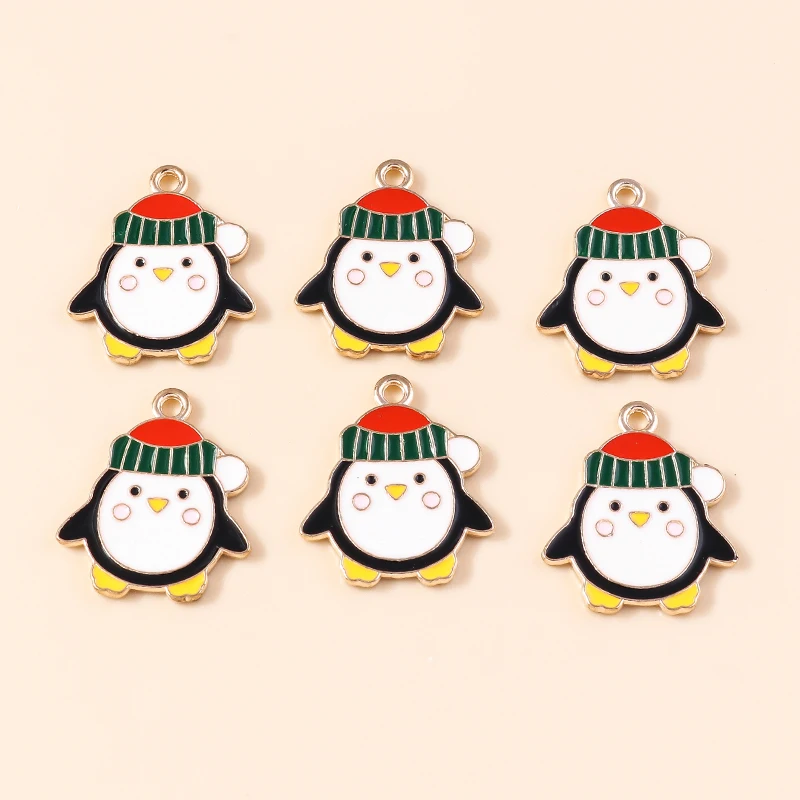 

20pcs 18x21mm Cartoon Enamel Christmas Penguin Charms Pendants for Jewelry Making Necklace Earrings Bracelet DIY Crafts Supplies