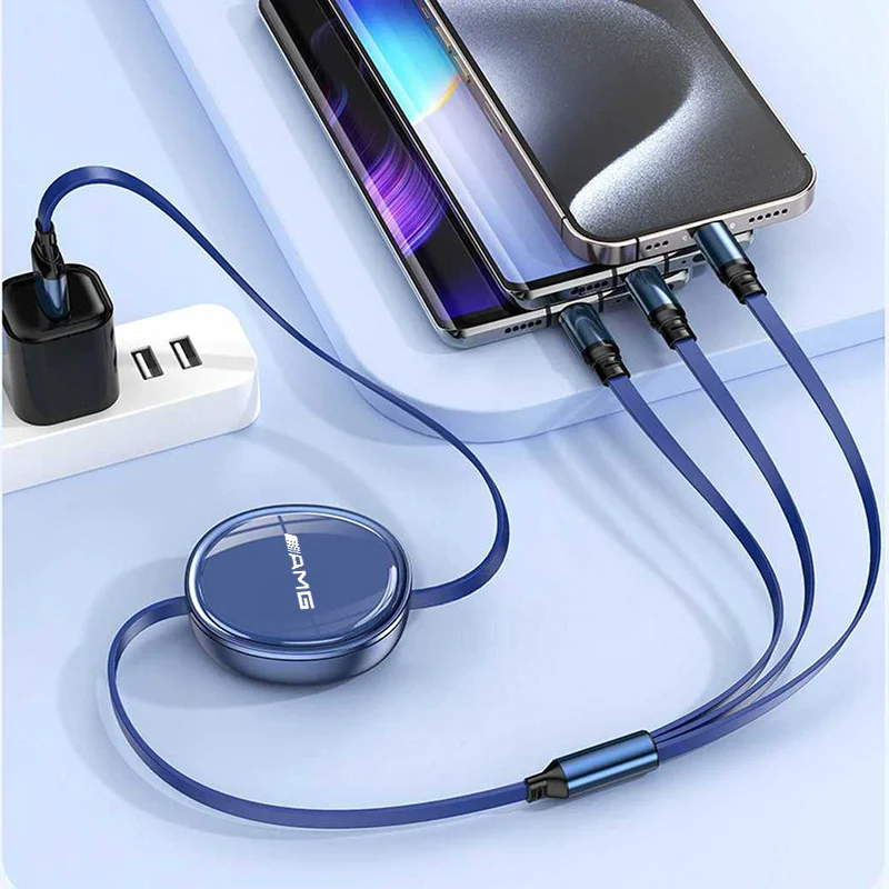 

100W Fast Charge Cable For iPhone USB Type C/Micro Retractable For Mercedes Benz AMG A C E Class W201 W210 W108 W204 W205 W203