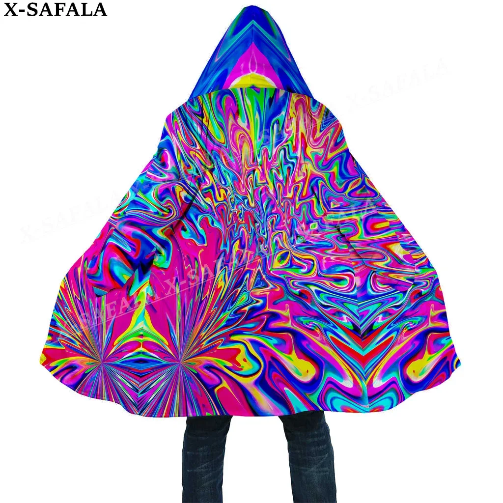 

Trippy Psychedelic Mushroom Fungus 3D Print Dream Cloak Thick Warm Hooded Men Overcoat Coat Windproof Fleece Cape Robe Blanket-6