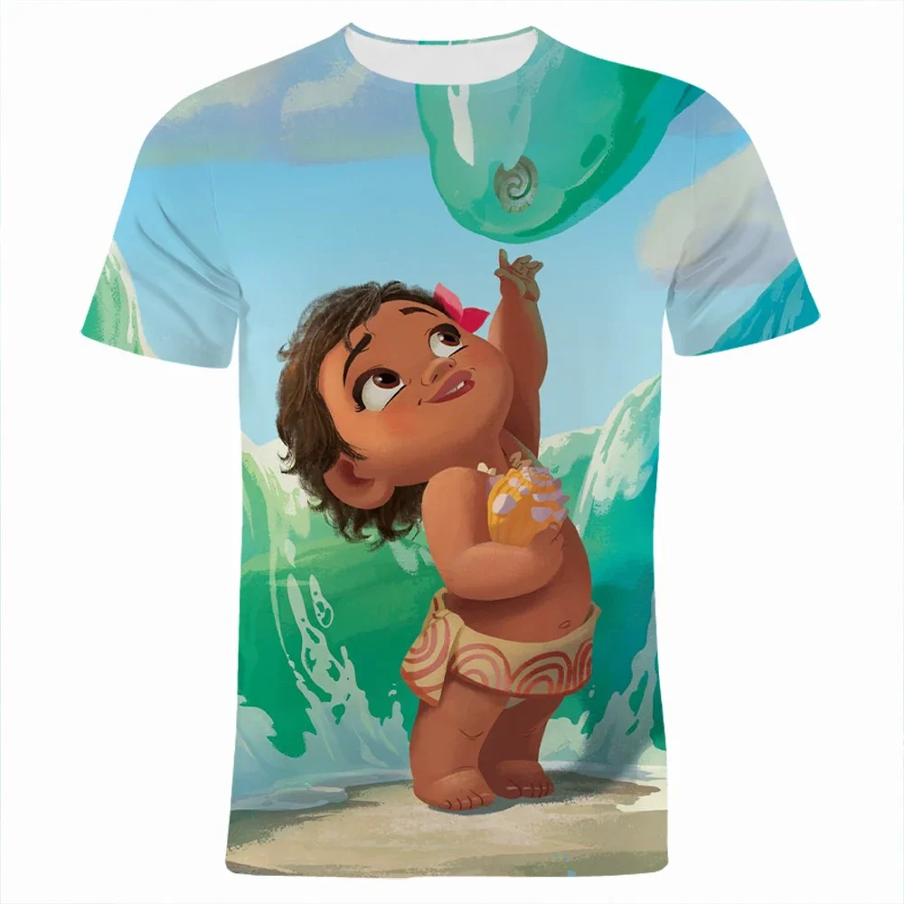 2024 Disney Summer Movie Men\'s 3D Print T-shirts Moana Boy Girl Kids Cartoon T Shirt Short Sleeve Women Tee Tops