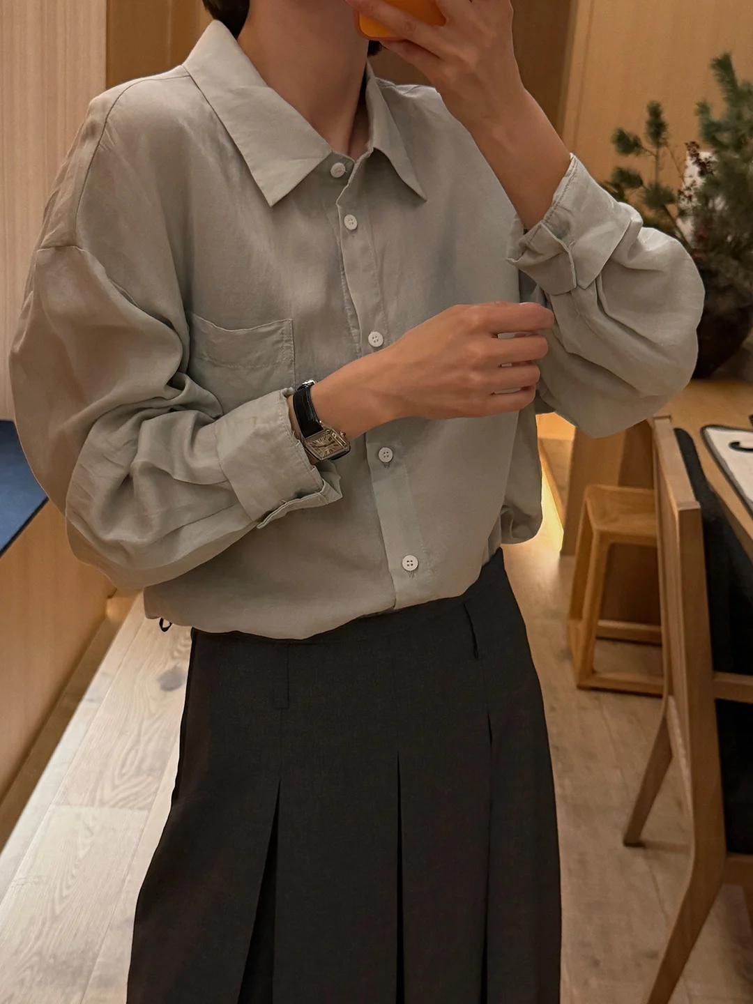 

Рубашка Lush Shape Lazy Style из лиоцелла однотонного цвета с длинным рукавом, корейский свободный крой, повседневная, женская, весенняя мода 2026