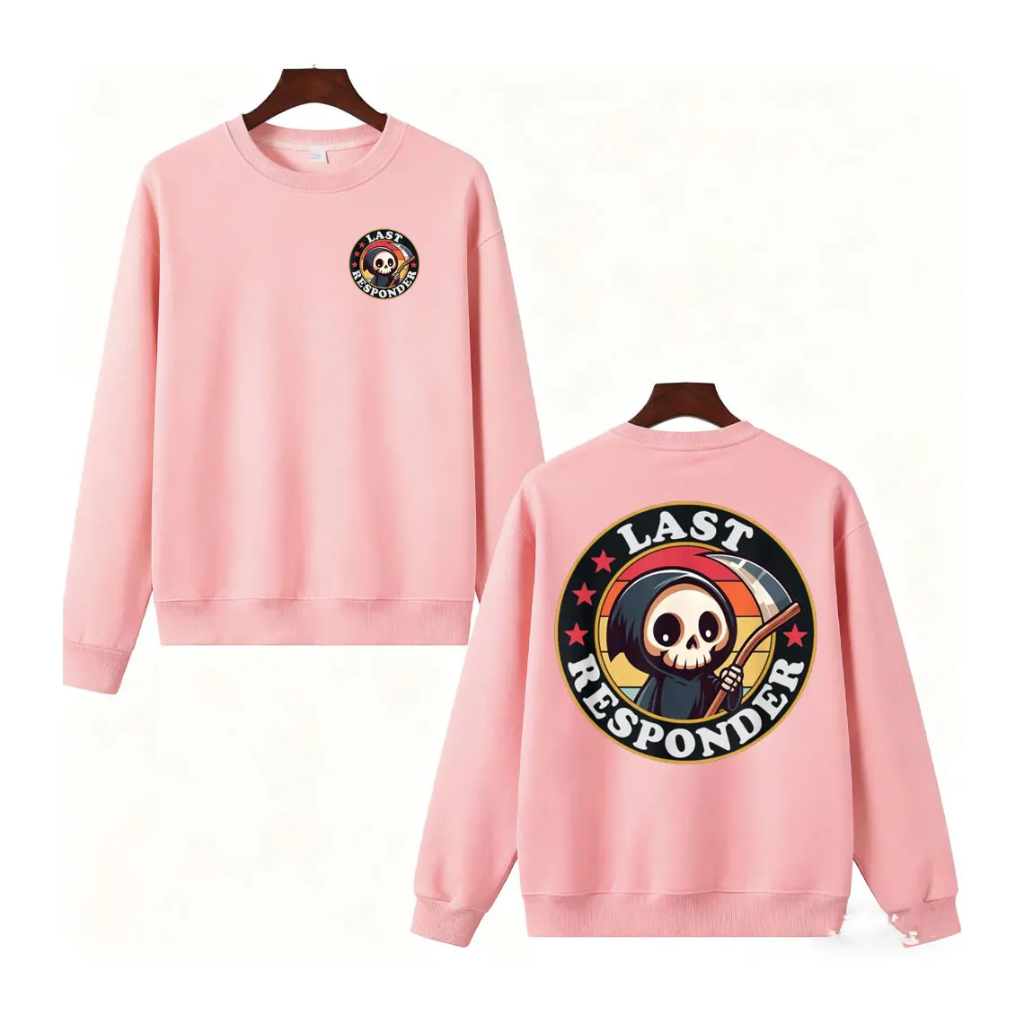 เสื้อฮู้ดดี้ลาย Grim Reaper สไตล์ตลกๆ สำหรับผู้เชี่ยวชาญด้านการศพ ดีไซน์ลำลอง คอกลม แฟชั่นสบายๆ เนื้อผ้านุ่ม ใส่สบาย สไตล์เรโทร แขนยาว