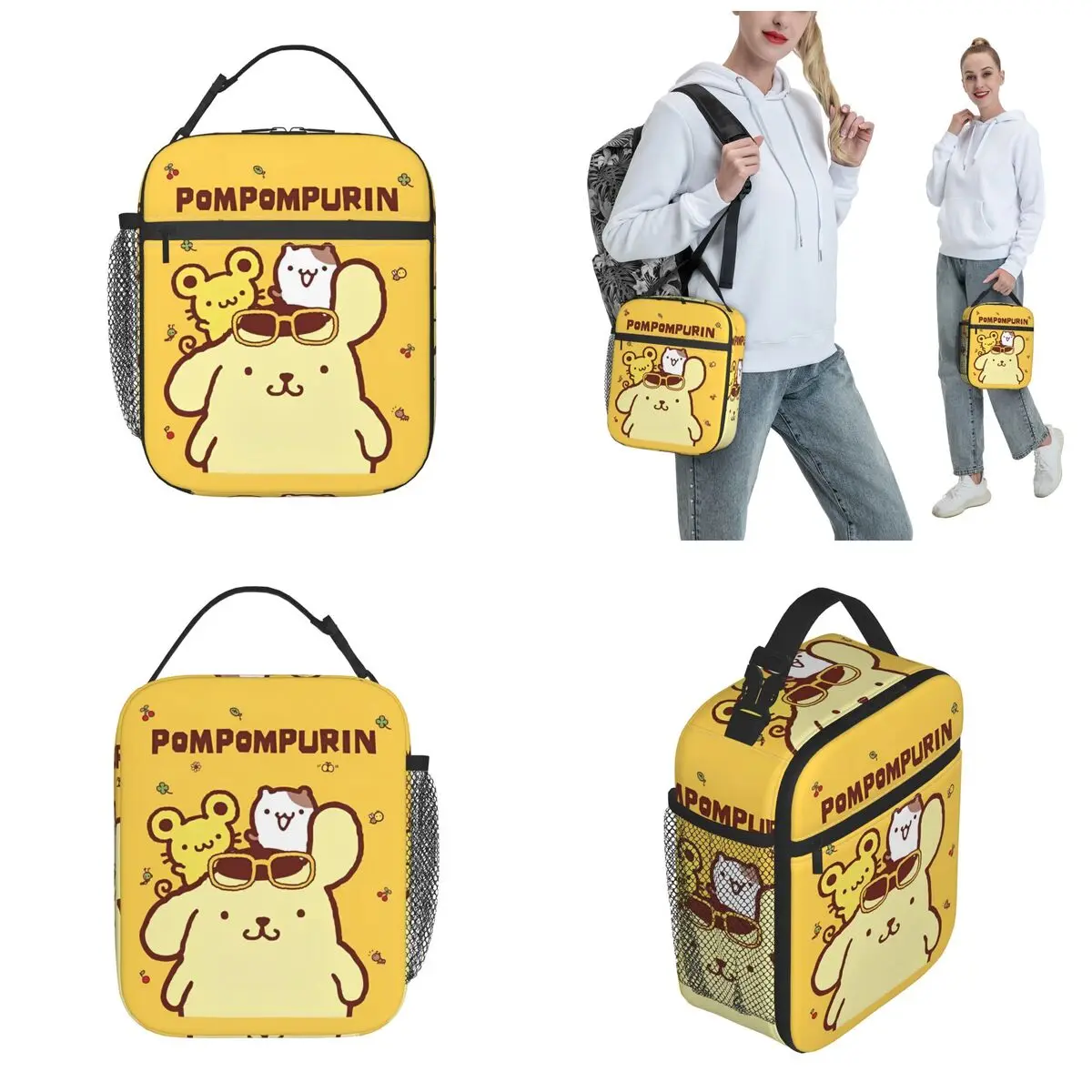 Cute Cartoon Pom Pom Purin wzór izolowane torby na lunch przenośny pojemnik na lunch torba termiczna Tote pudełko na drugie śniadanie piknik szkolny