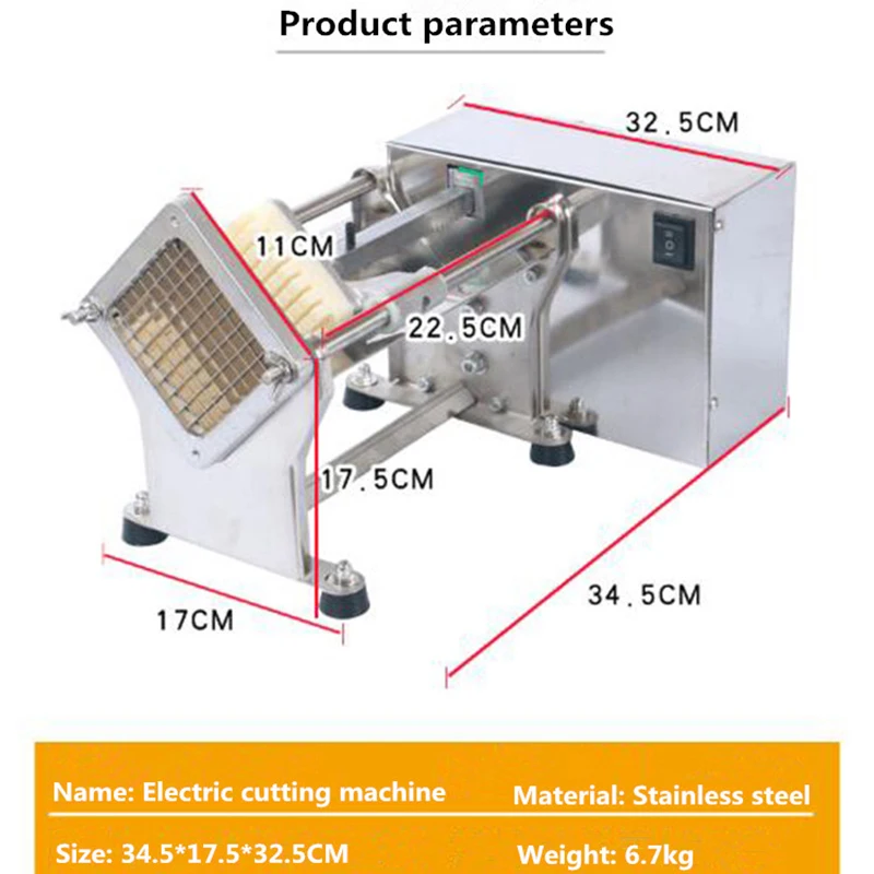 Electric Potato Strips Making Machine With 3 Sizes Blade Tabletop Carrot Sweet Potato Cucumber Strips Cutter Stainless Steel