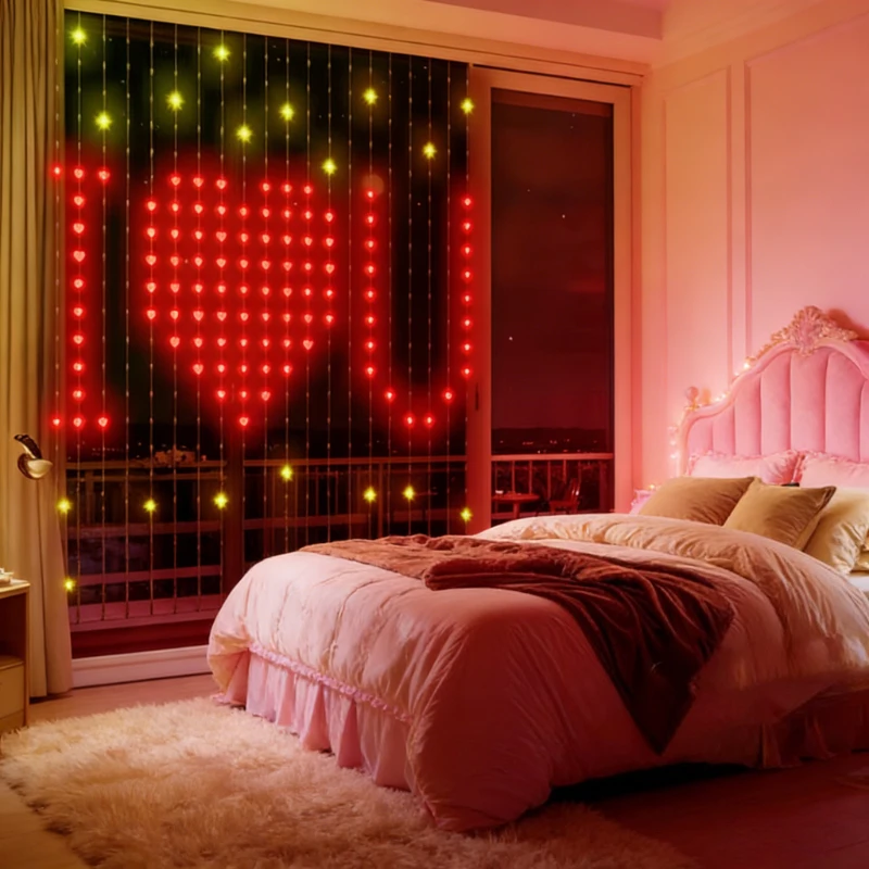 

RGB Smart Curtain Light Strip Music Dynamic Display Lights Suitable for Bedroom Window, Party and Festival Decoration
