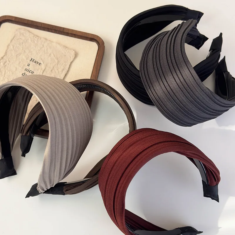 Retro Simple Wide Side Stripes Headband Women Temperament Hair Hoop Female Antiskid Hair Band Autumn Winter Hair Accessories New