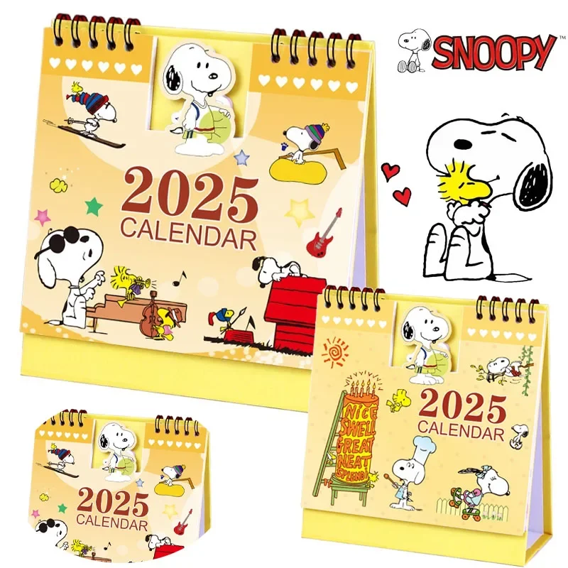 Snoopy 2025 Calendar Desk Calendar Ornament Cartoon Planner Agenda Daily Monthly Vertical Calendar Stationery Office Supplies