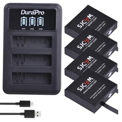 DuraPro-Batería de 1200mAh para cámara de acción, cargador de 3 ranuras LED para SJCAM SJ8 Air, SJ8 Plus, SJ8 Pro