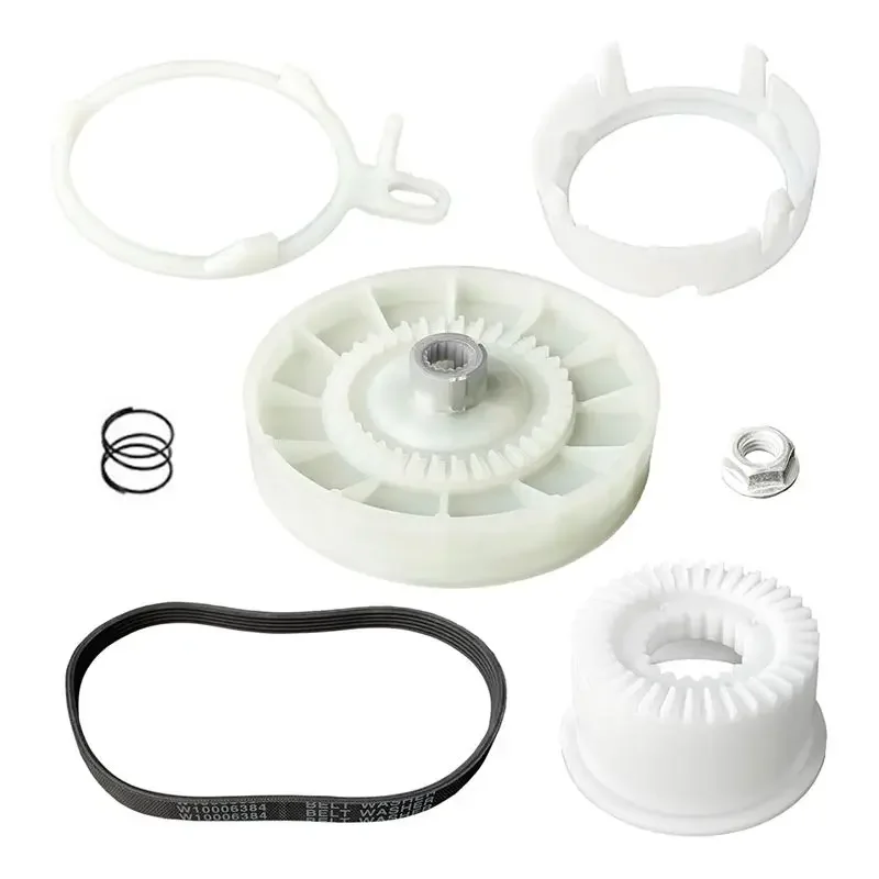 A63P Top W10721967 Washer Pulley Clutch Kit, W10006384 Washer Drive Belt Replacement Kit Compatible For Whirlpool Kenmore Maytag