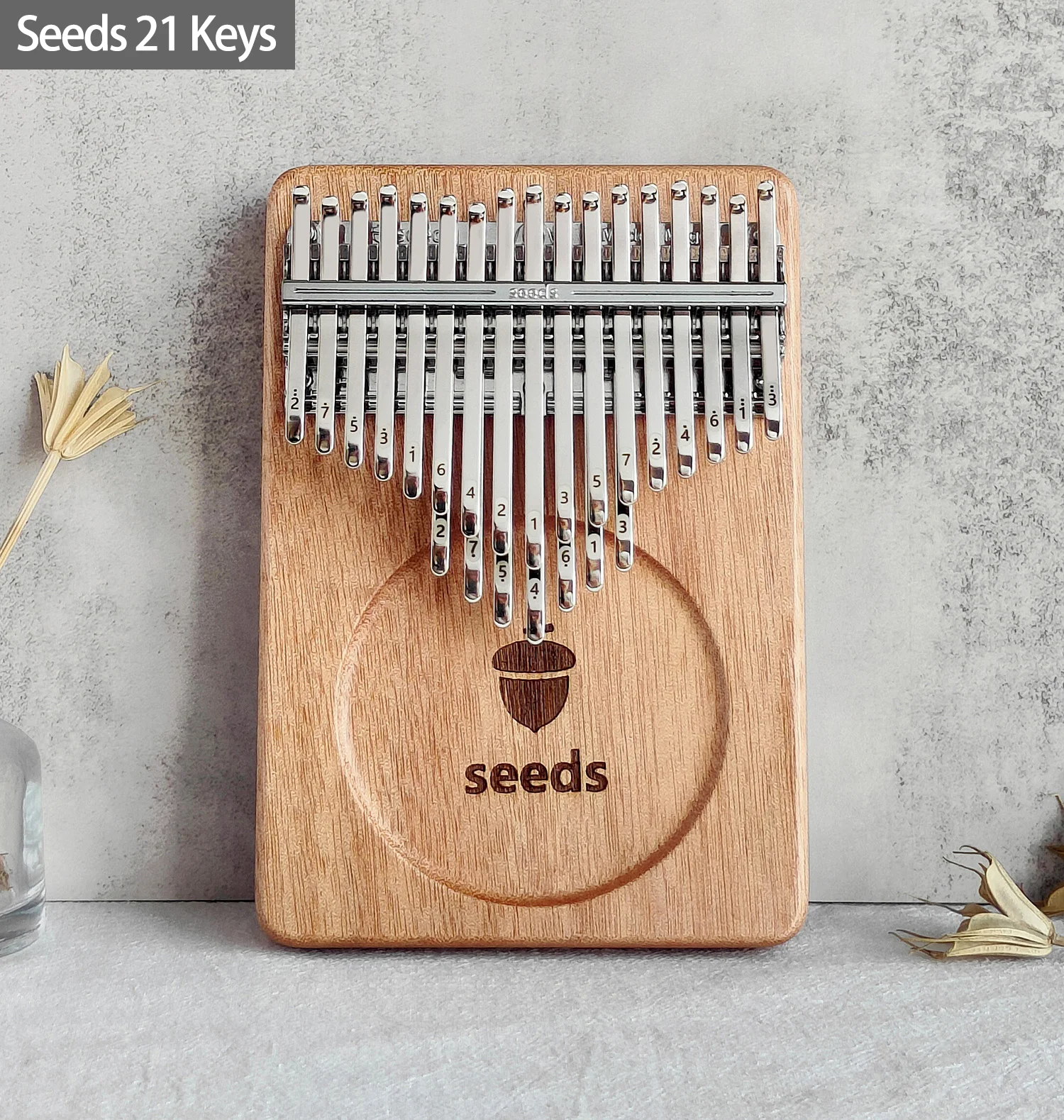 New 21 Keys Seeds Okoume Wood Kalimba Accurate Tuning 2 Layers Professional Thumb Piano Acoustic Finger Piano Total 24 Keys