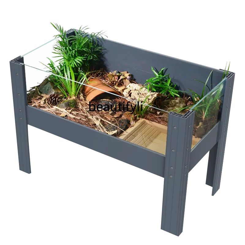 LHY26 ss CXH Feeding Glass Cylinder Semi-Water Yellow Border Turtle Landscape Plants Culture Box Houses
