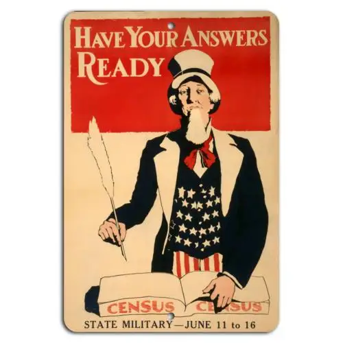 Prepare for the Census: June 11-16 with Uncle Sam-Aluminum-tin sign