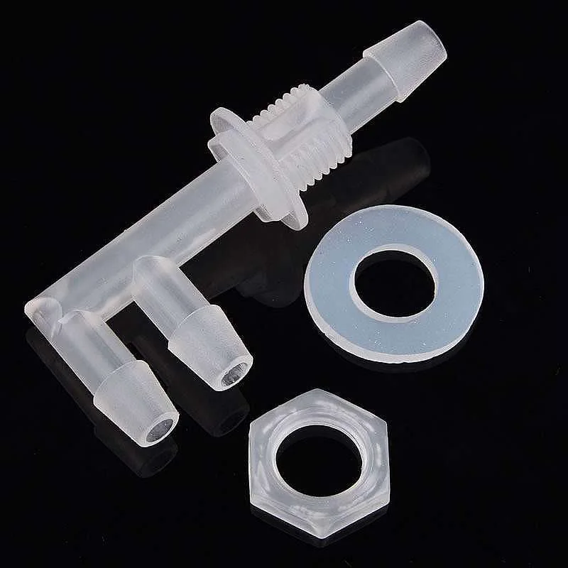 F-type Through Board Tee Joint 6.4-G1/4-6.4 Plastic Partition Perforated Pagoda Joint With Nut Sealing Ring Fixed Water Nozzle