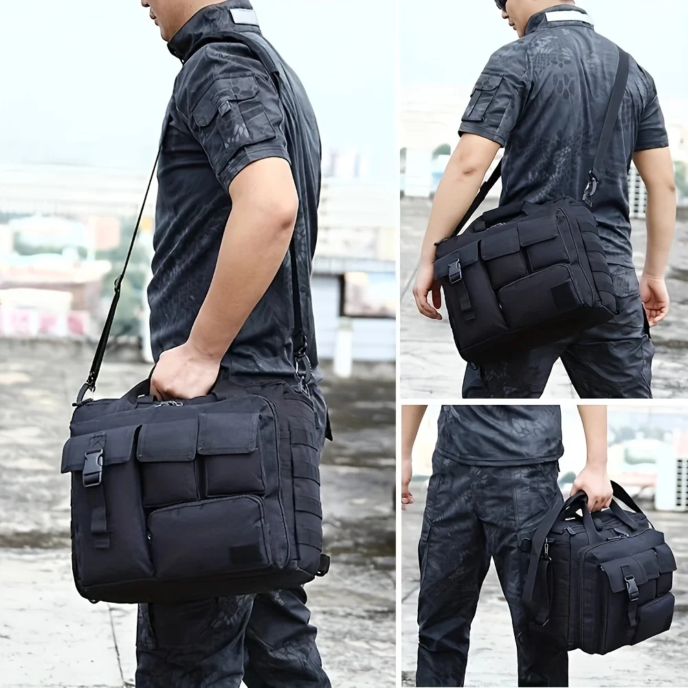 Mallette tactique multifonctionnelle pour homme, sac d'ordinateur, messager militaire, ordinateur portable, 14.1-15.6 pouces