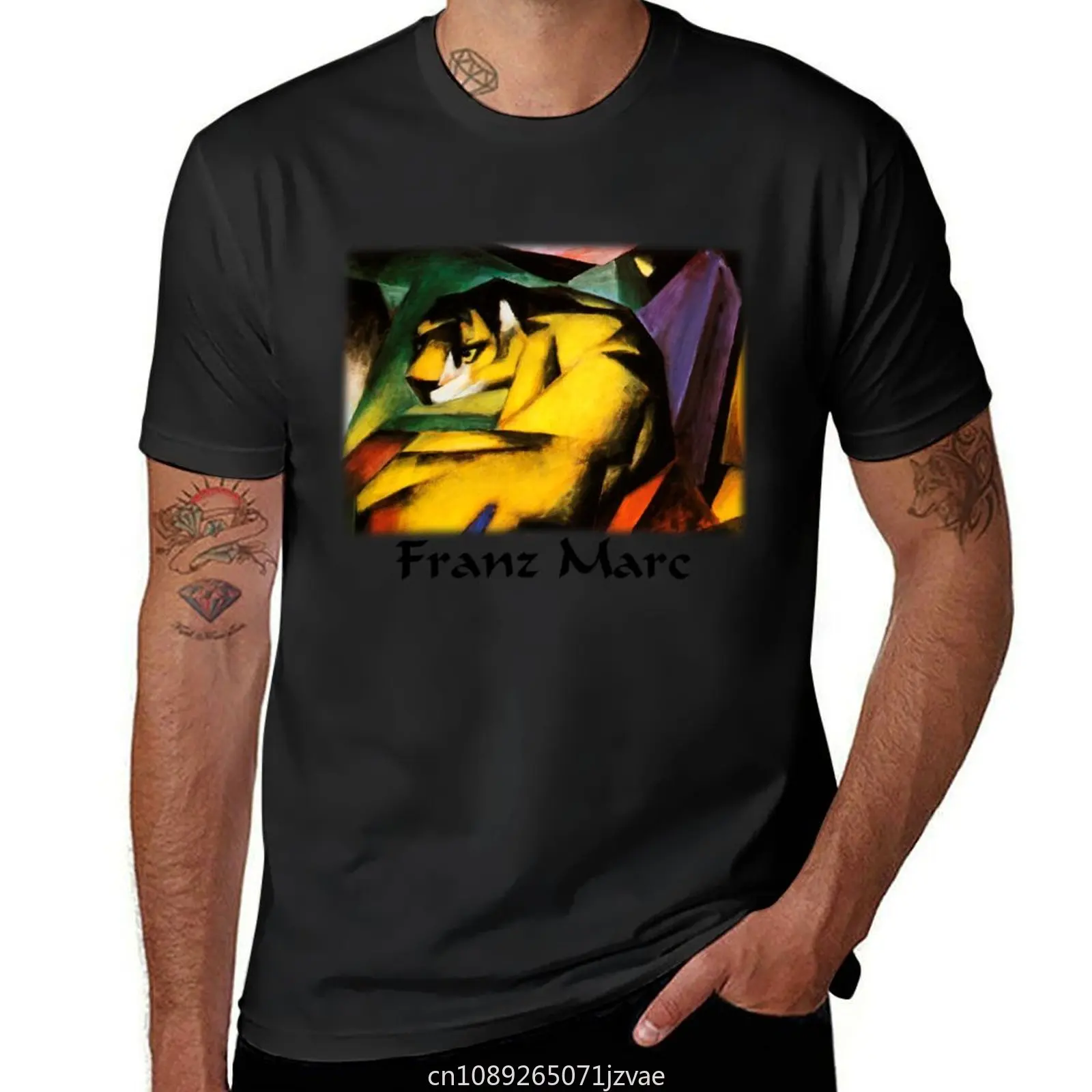 Franz Marc - Tiger T-Shirt oversized quick drying boys animal print heavyweights T-shirt men