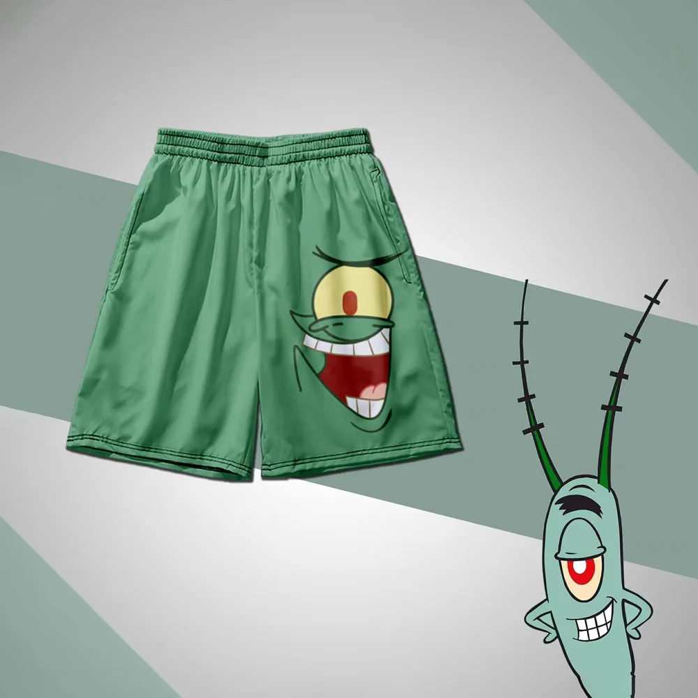 2026 SpongeBob SquarePants Yellow Casual Shorts for Children and Men 3D Beach Shorts Summer Quick Drying Swimming Shorts