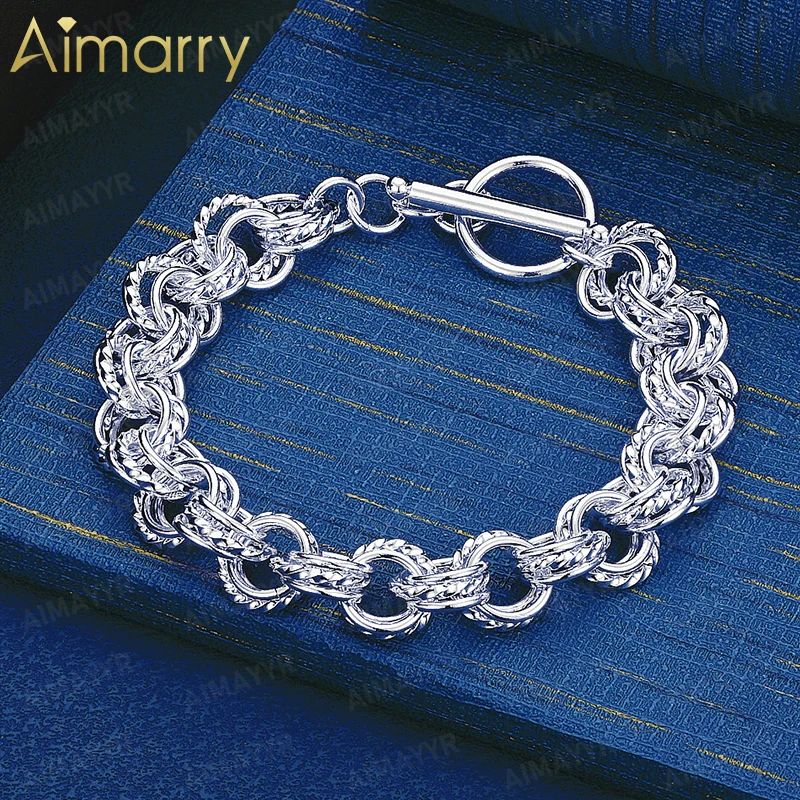 925 Sterling Silver Vintage Interwoven Double Ring Thick Bracelet for Women's Banquets and Weddings High-quality Fashion Jewelry