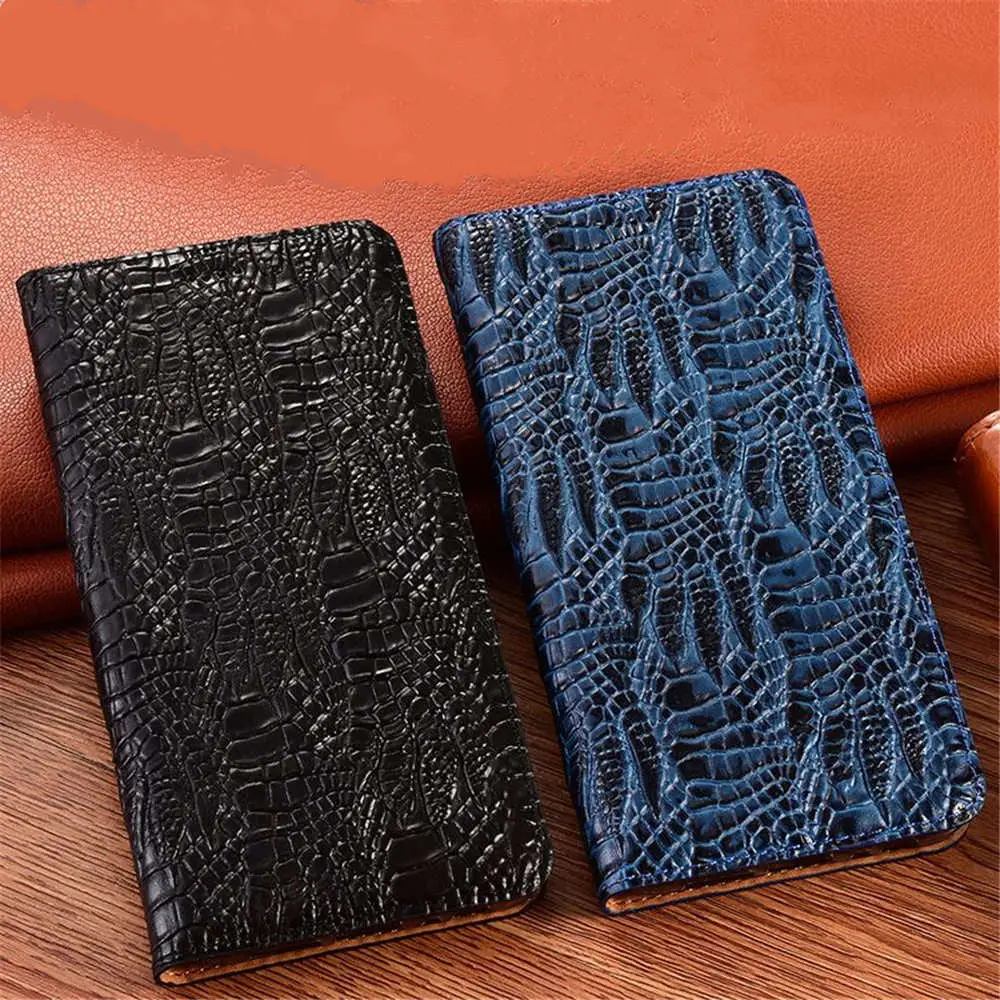 

Genuine Cowhide Leather Crocodile Claw Flip Case For iPhone 12 13 14 15 Pro Max Card Holder Business Cover