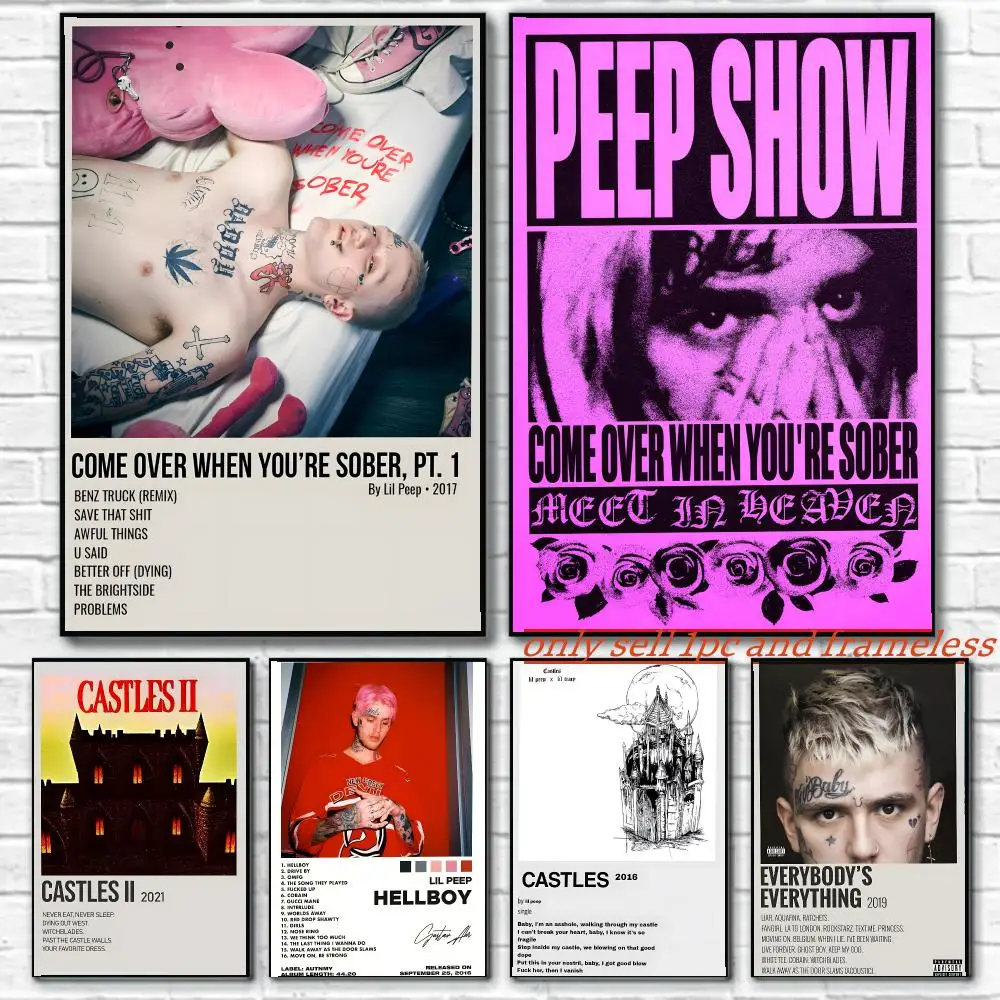Emo Rap Music Singer L-Lil Peep Poster Home Living Bed Room Bar Hallway Sticky Wall Art Printing Aesthetic Decor