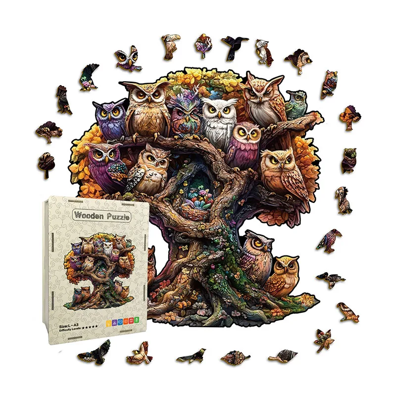 138/209 قطعة ألعاب ألغاز البومة الفريدة على شكل بومة لغز لديكور المنزل ألعاب تعليمية ممتعة هدايا عيد الميلاد للأطفال والكبار