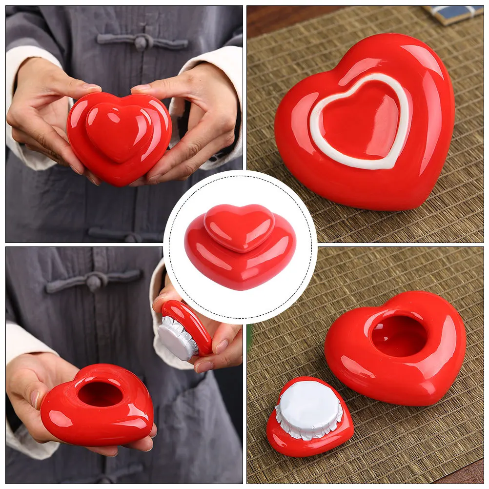 

Heart-Shaped Ceramic Balm Jar Portable Container Face Cream Storage Jar Sealed Powder Canister Wedding Gift