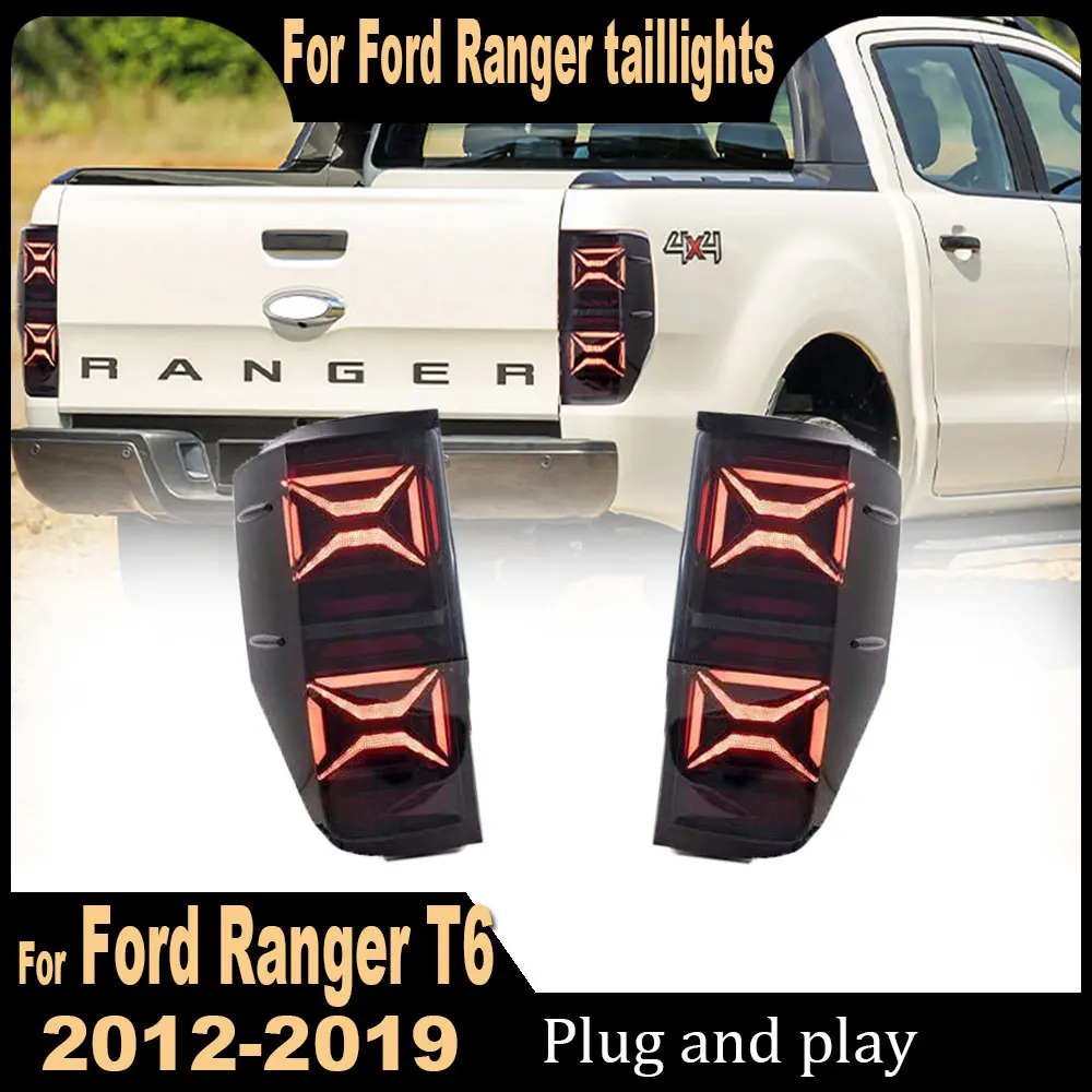 Car Tail Lamp for Ford Ranger LED Tail Light 2012 2013-2020 Ranger T6 Rear Fog Brake Turn Signal Automotive Accessories 2pcs