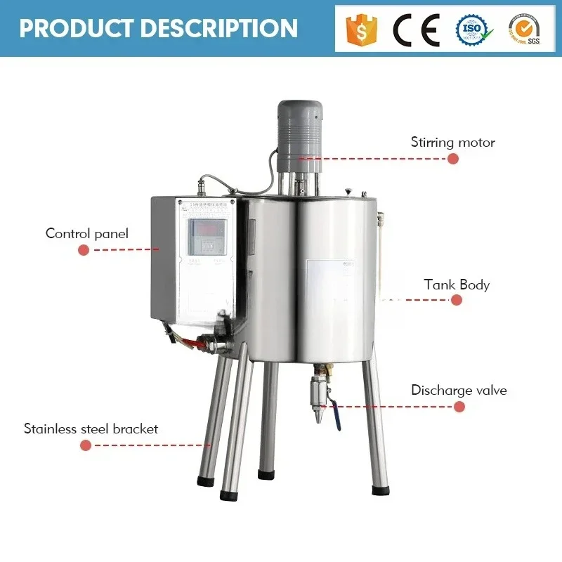 Attrezzatura per la produzione di cosmetici Serbatoio di miscelazione da 15 litri Agitatore Vaso Miscelatore per balsamo per labbra Macchina per la produzione di rossetti