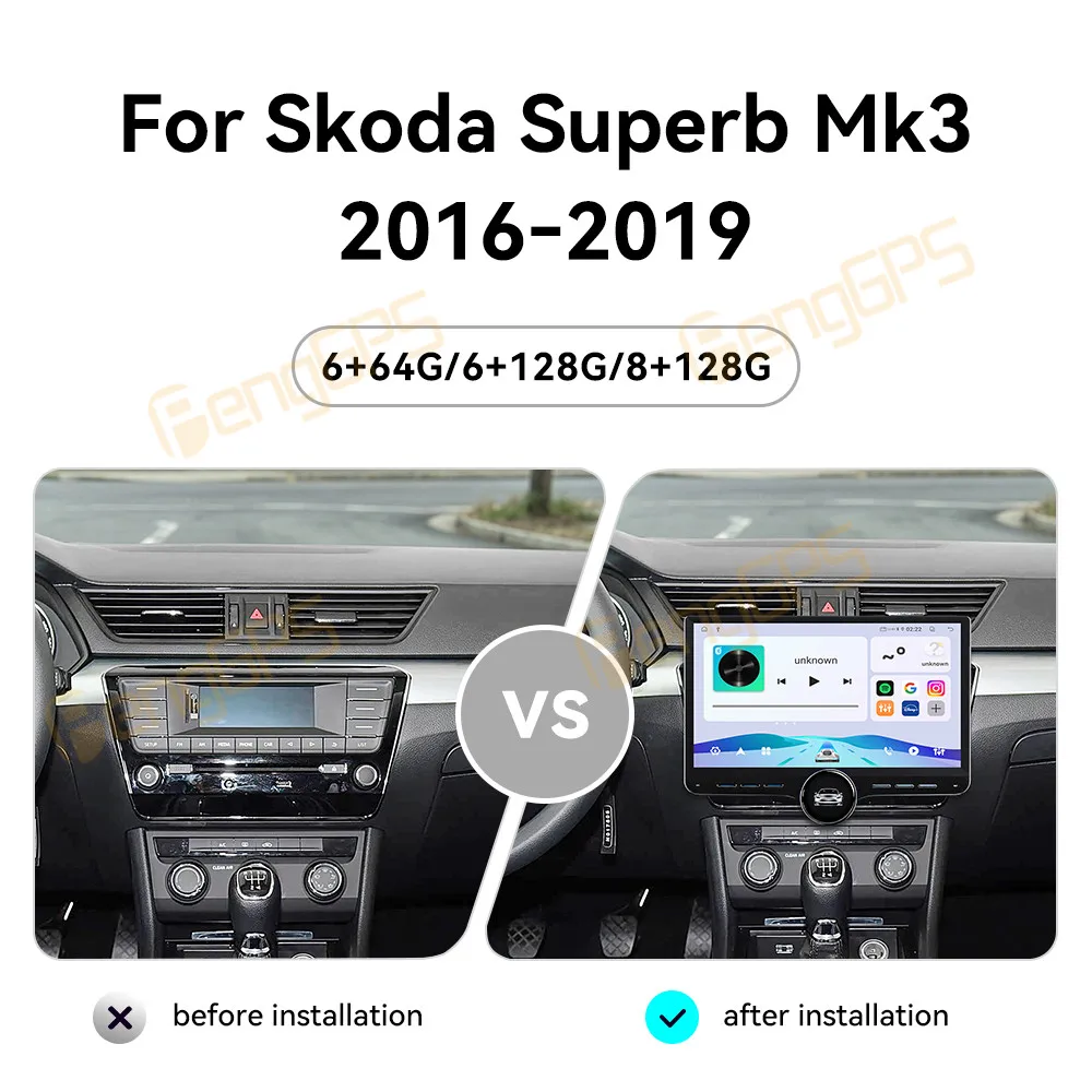 Car Accessories Radio For Skoda Superb Mk3 2016-2019 Android Auto GPS Navigation Multimedia Stereo Receiver Head Unit Offline