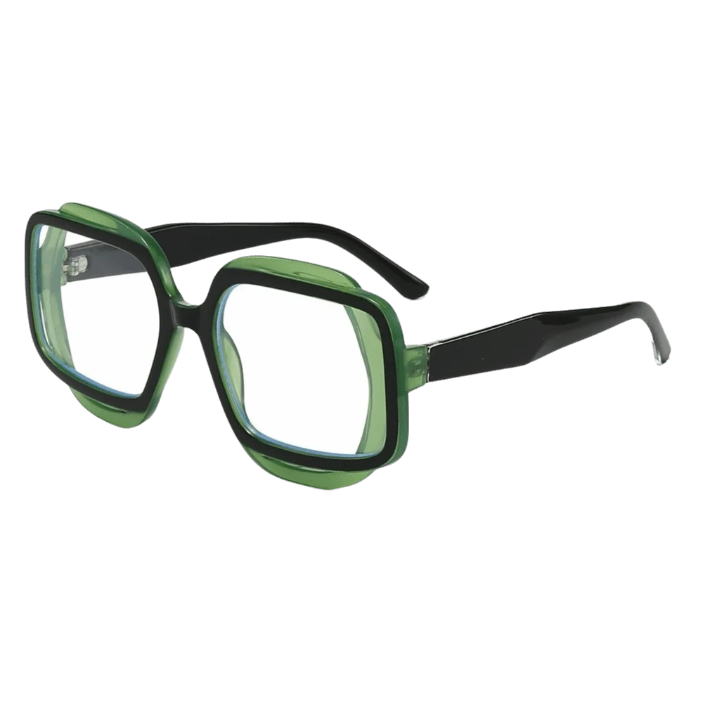 PC Material Two-Tone Square Frame Sunglasses Gradient Lens Thick Frame Fashion Eyeglasses Polygon Color-Block UV400 Protection