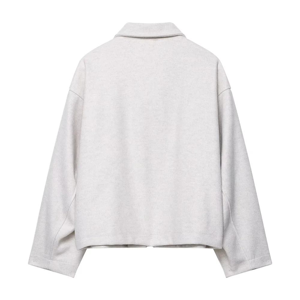 Jesienna nowa kolekcja odzieży damskiej, osobowość i styl, elegancka kurtka z klapami, wełniany płaszcz zapinany na zamek.