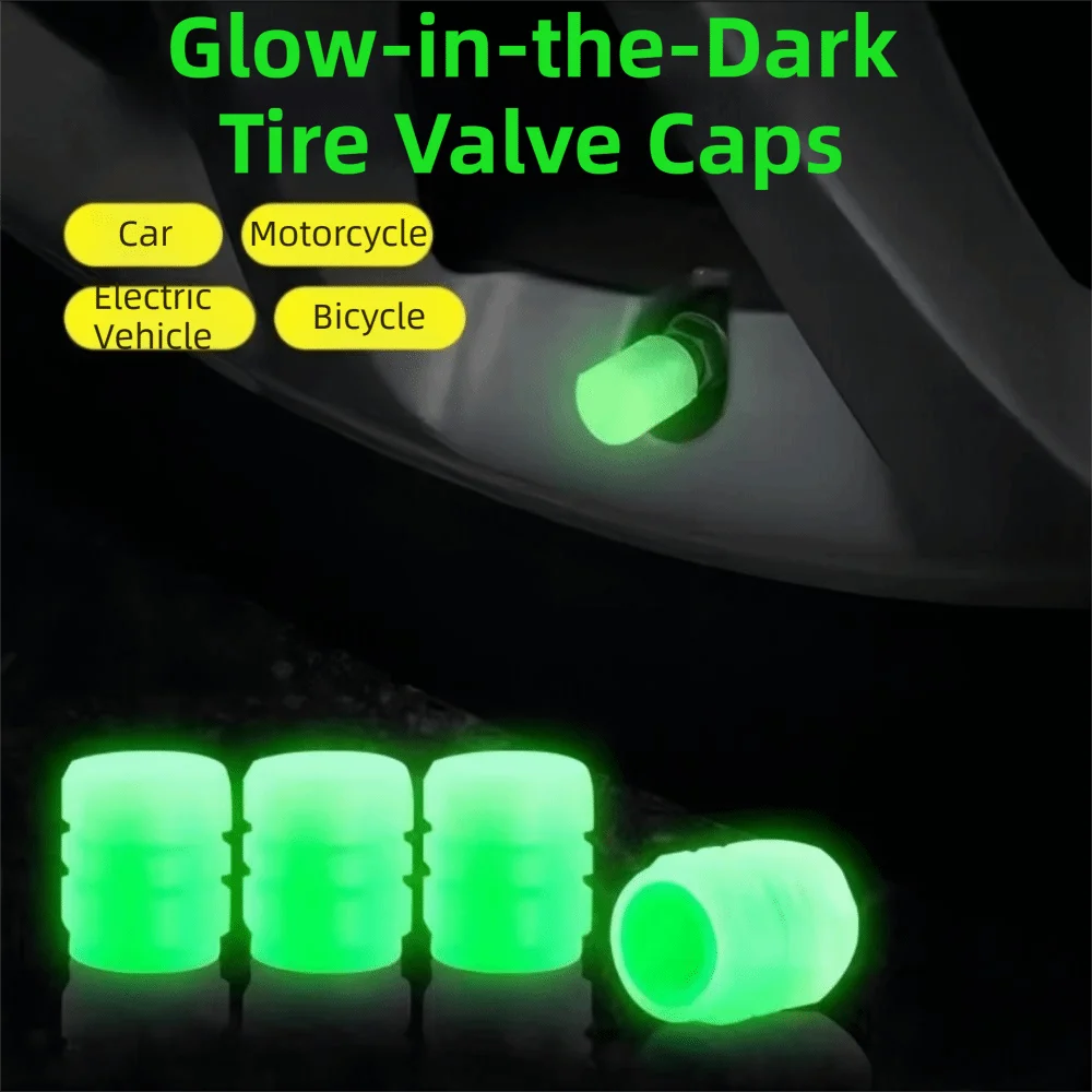 8Pcs Night Glowing Glowing Tire Valve Caps Super Bright Self-luminous Tyre Valve Stem Cover Dustproof Glow-in-the-dark view 3