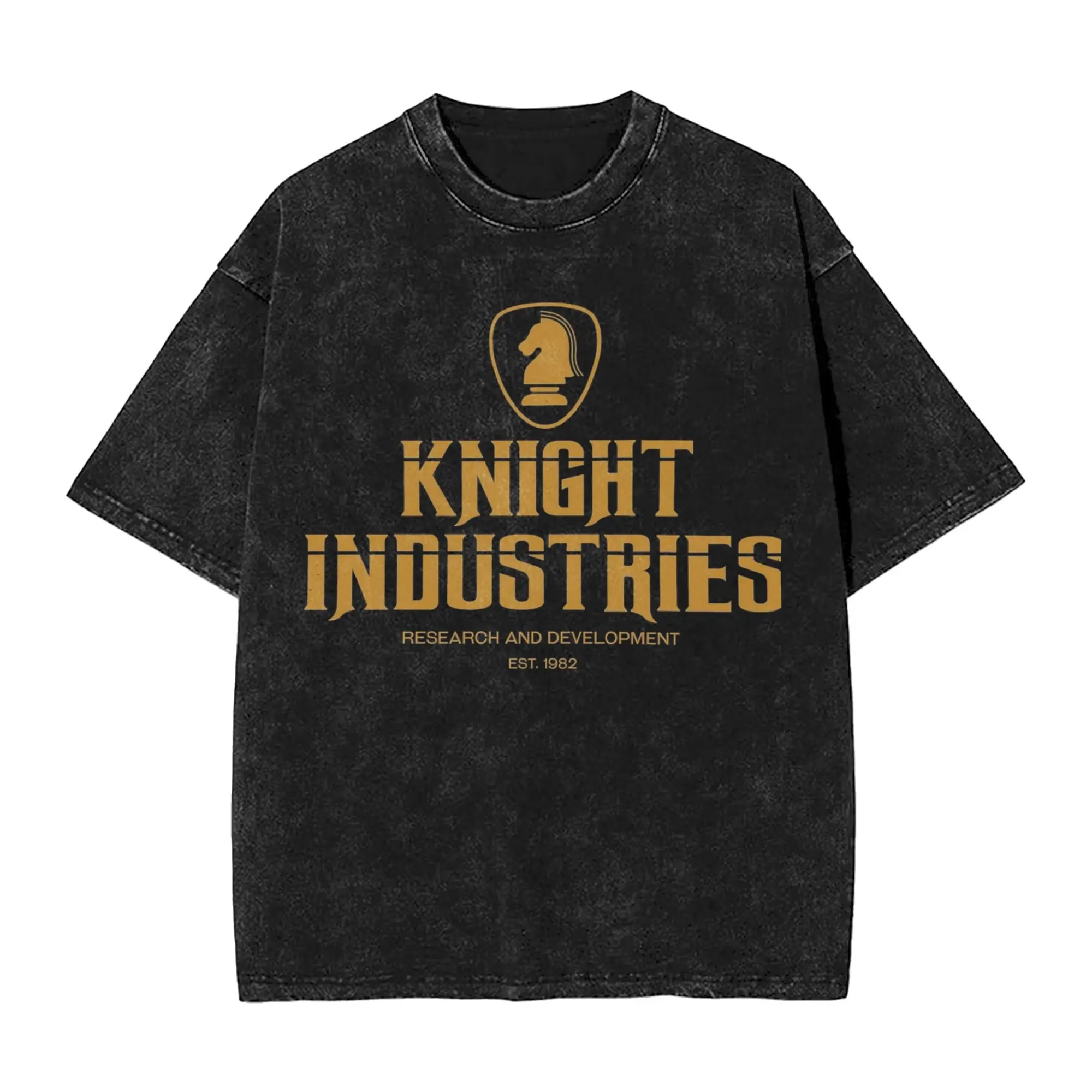 Camiseta Knight Industries (1982) Knight Rider, camisetas Harajuku lavadas, camisetas Vintage para hombres y mujeres, camisetas estampadas de estilo urbano