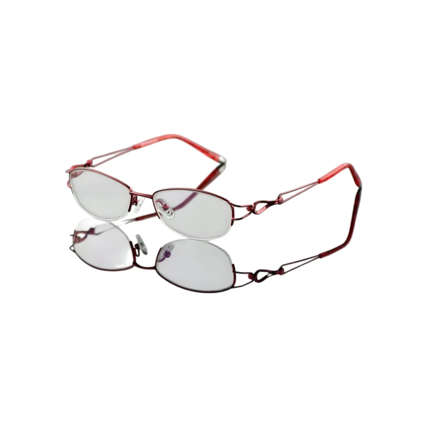 Metel Alloy  Eyeglasses Half Rim Optical Frame Prescription Women Spectacle Reading Myopia Flower Eye Glasses Purple Blue  52223