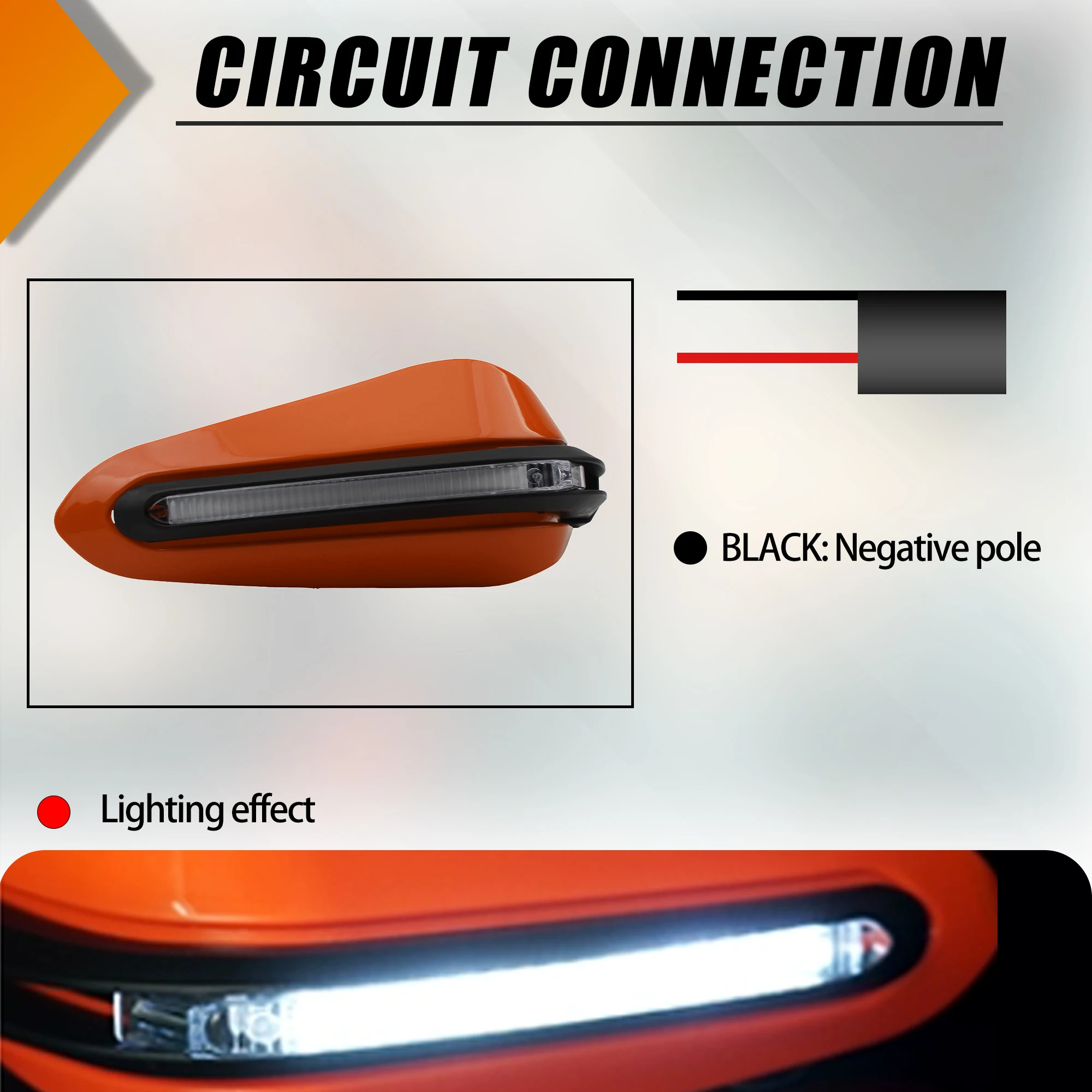 Motorrad-Handschutz mit LED-Blinklichtern, Handprotektoren für Lenker mit den meisten Durchmessern, ATV, Enduro, Motocross, Roller, Moped – Detail 1