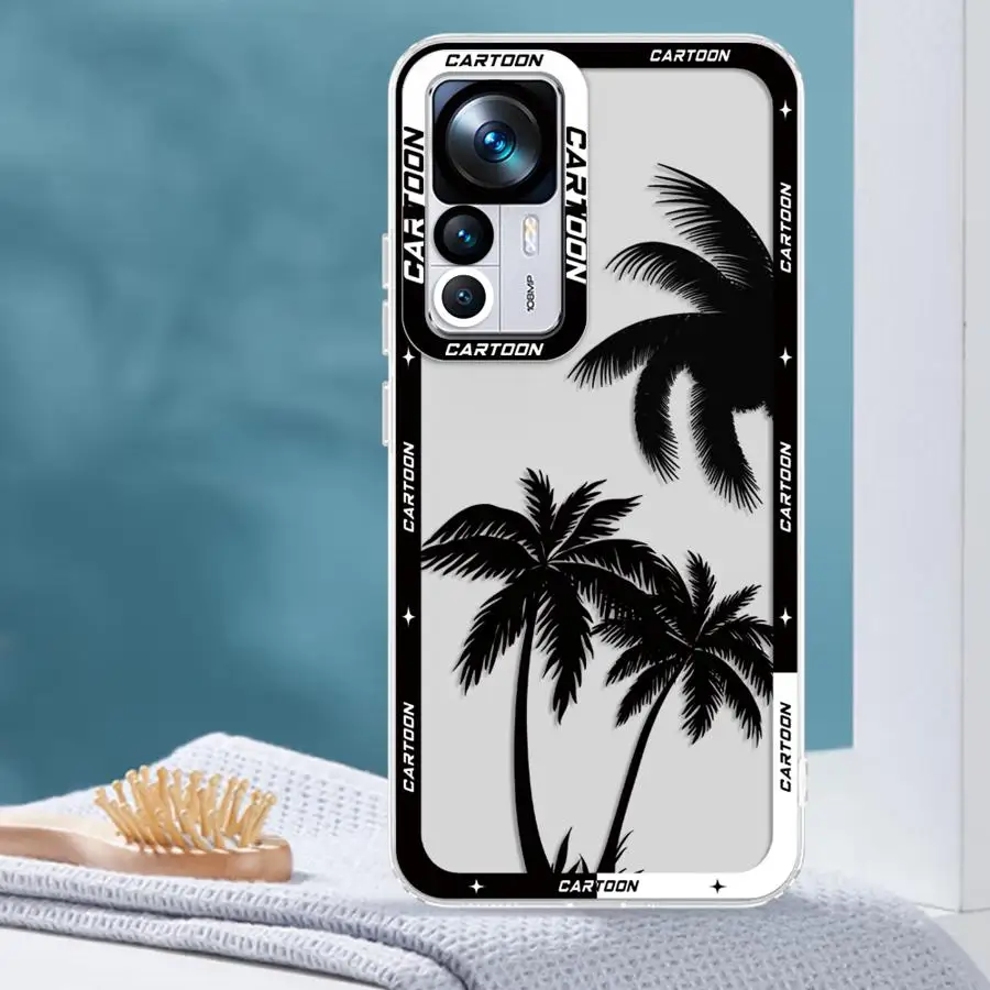 샤오미 레드미 노트 11S 8 10S 10Pro 10Lite 12S 11 14 13 12 Pro Plus 9 투명 케이스 심플 코코넛 나무 디자인