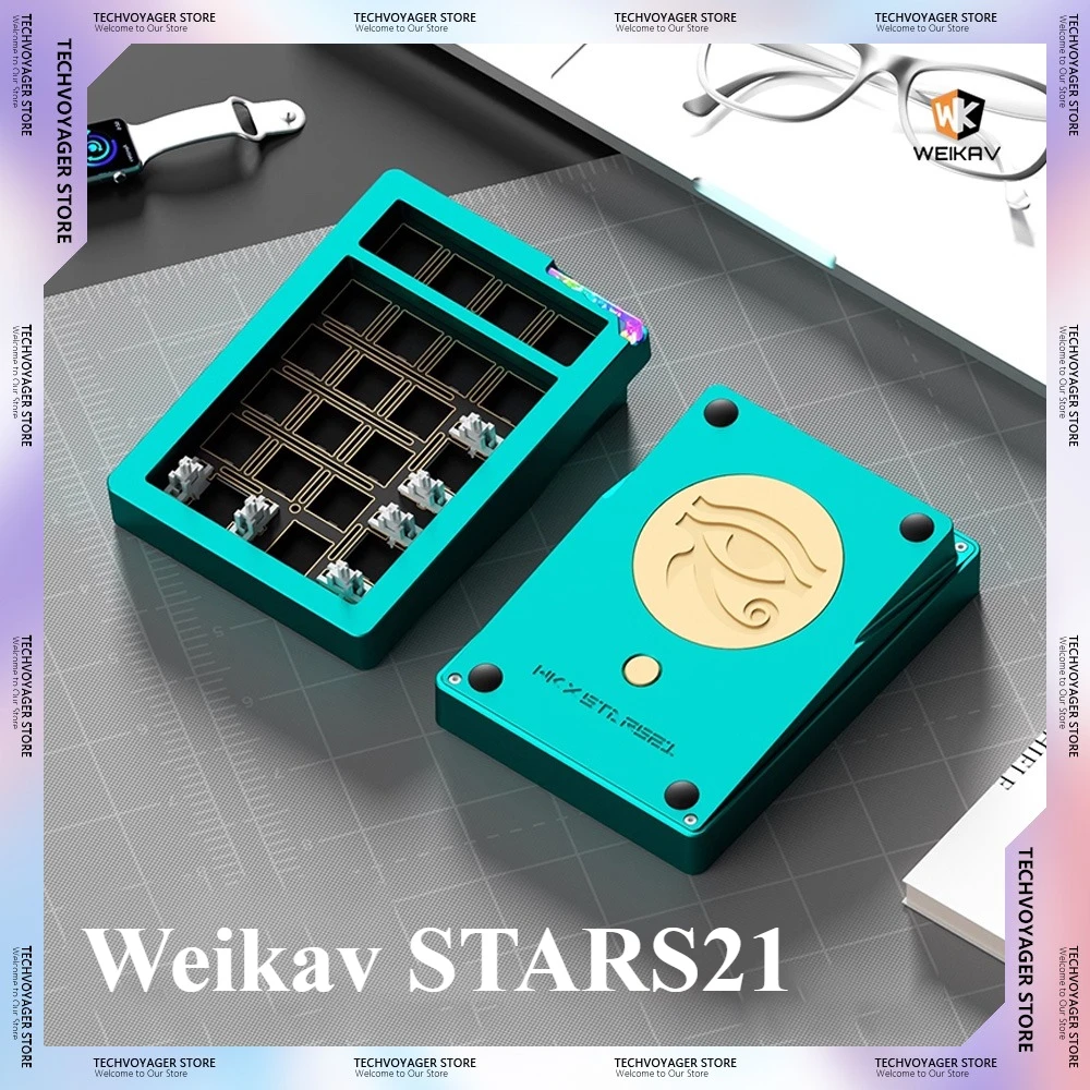 

Weikav STARS21 PAD Mini Keypad Kits RGB Aluminium Alloy Wireless Tri-Mode Customize Keyboard Kits PC Office Accessories Gifts