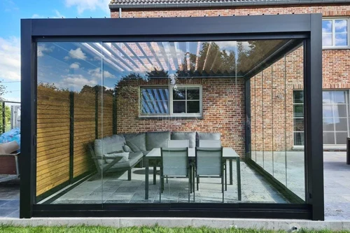 Retractable Pergola, Waterproof Aluminum Frame, Outdoor Gazebo, Motorized, Bioclimatic Pavilion,  Garden Patio Sunshade Shelter