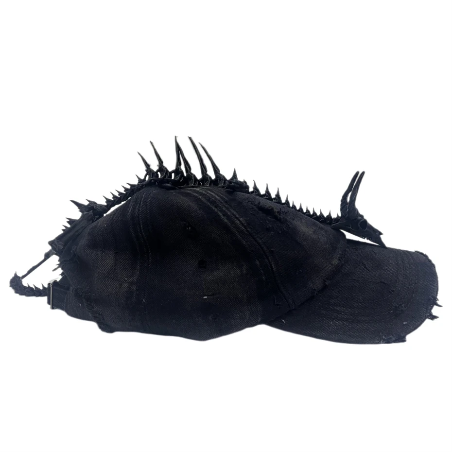 ripped-hole-baseball-cap-men-women-washed-vintage-hip-hop-punk-techwear-style-casual-sport-black-hat