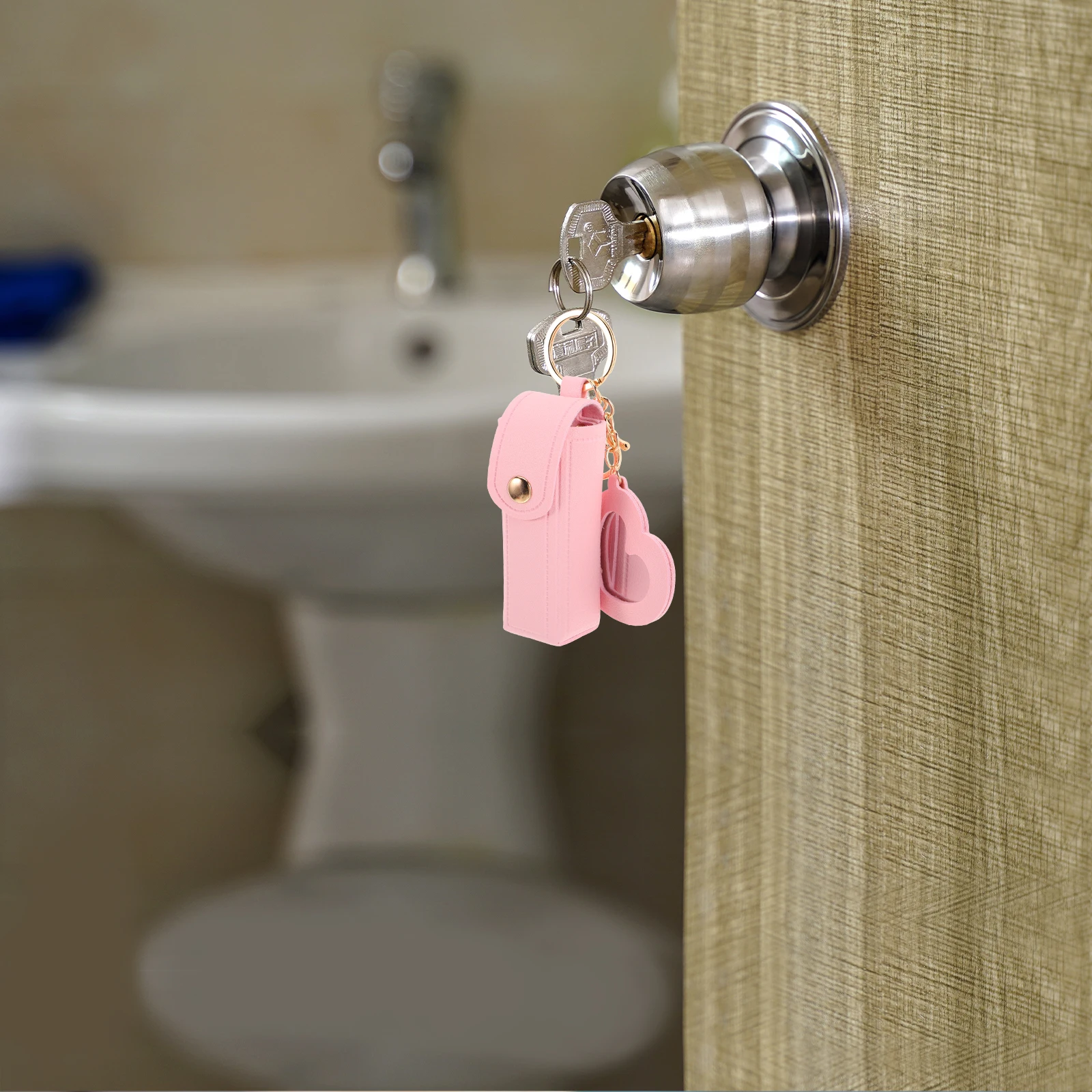 

4Pcs Mini Portable Lipstick Case Keychain - PU Lipstick Organizer Bag for Travel - Compact Makeup Storage Pouch for Lip