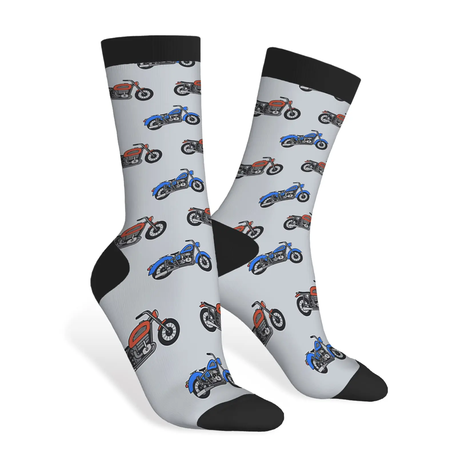 

Vintage Motorcycles Funny Socks Colorful Retro Travel Motorcycle Pattern Novelty Casual Crew Socks Design for Women Men Gift