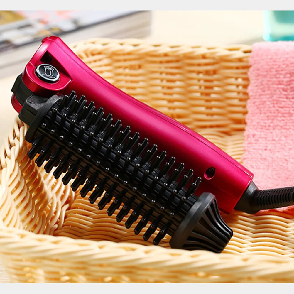 Dual Ionic Ceramic Curling Brush Ergonomic Slim Body Travel-Friendly Hair Curler Hot Brush for Smoother Healthier Hair Eu Plug