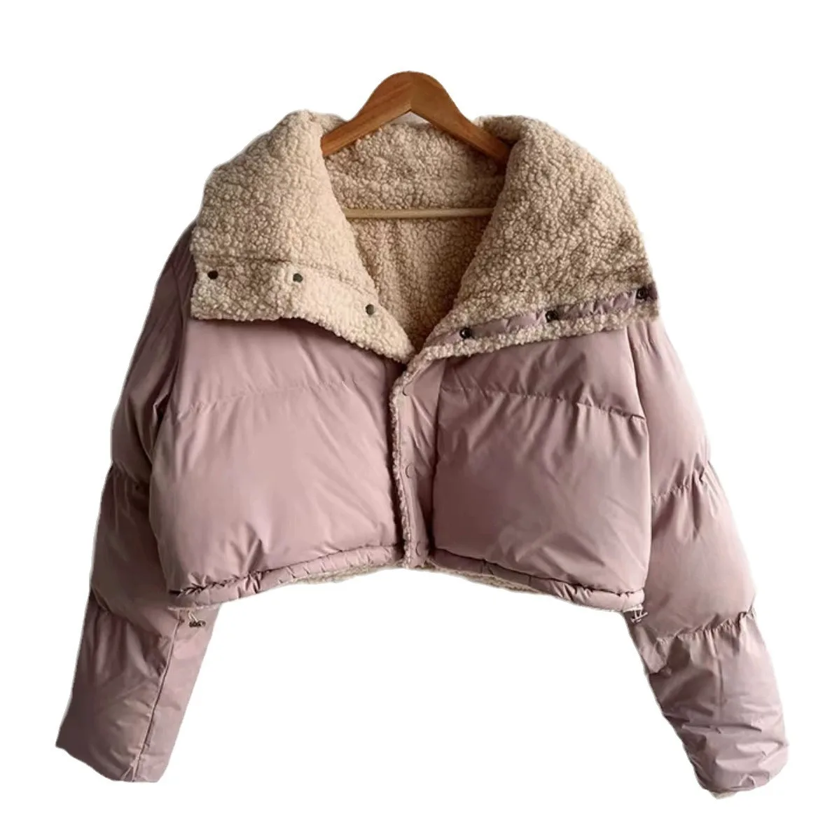 Korean Version Winter New Item Big Collar Fashionable Niche Versatile Temperament Thickened Two on Short Bread Jacket CoatJacket