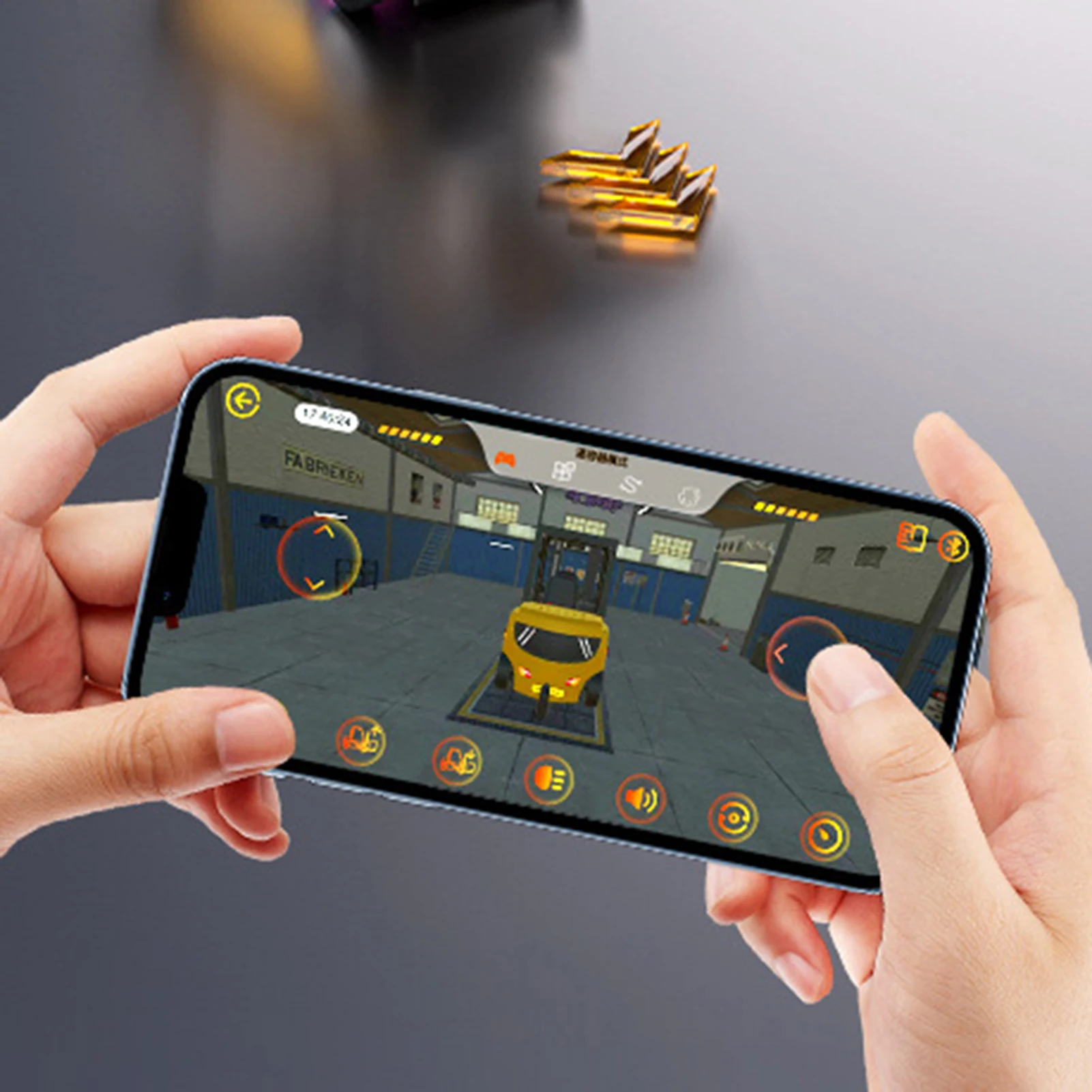 1:64 Forklift Remote Control Toy with Pallet Support APP Control and Light Sound Simulation Mini Alloy Engineering Vehicle