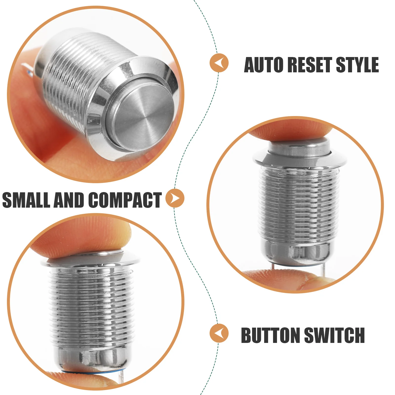 

6Pcs Push to Start Button Auto Reset 12mm Momentary Metal Switch for Car Truck Boat Industrial Control Replacement