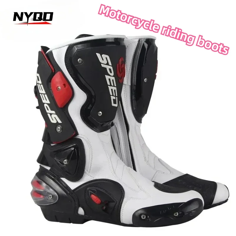 Riding Tribe Men's Motorcycle Racing Boots Mid-Calf Ankle Protective Gears Moto Motorbike Riding Shoes Foot Guards B1001