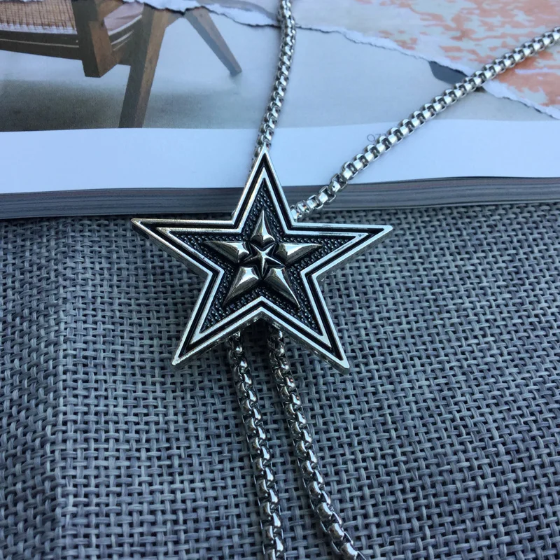 

Original designer bolotie stainless steel rope alloy five-pointed star bolo tie for men neck tie fashion accessory